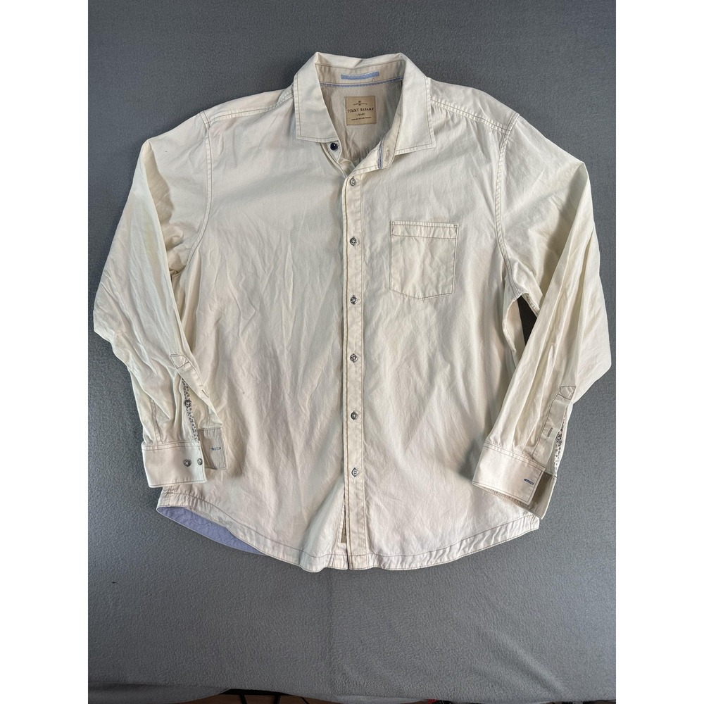 Tommy Bahama Shirt Mens XL White Solid Button Up Long Sleeve Cotton Casual